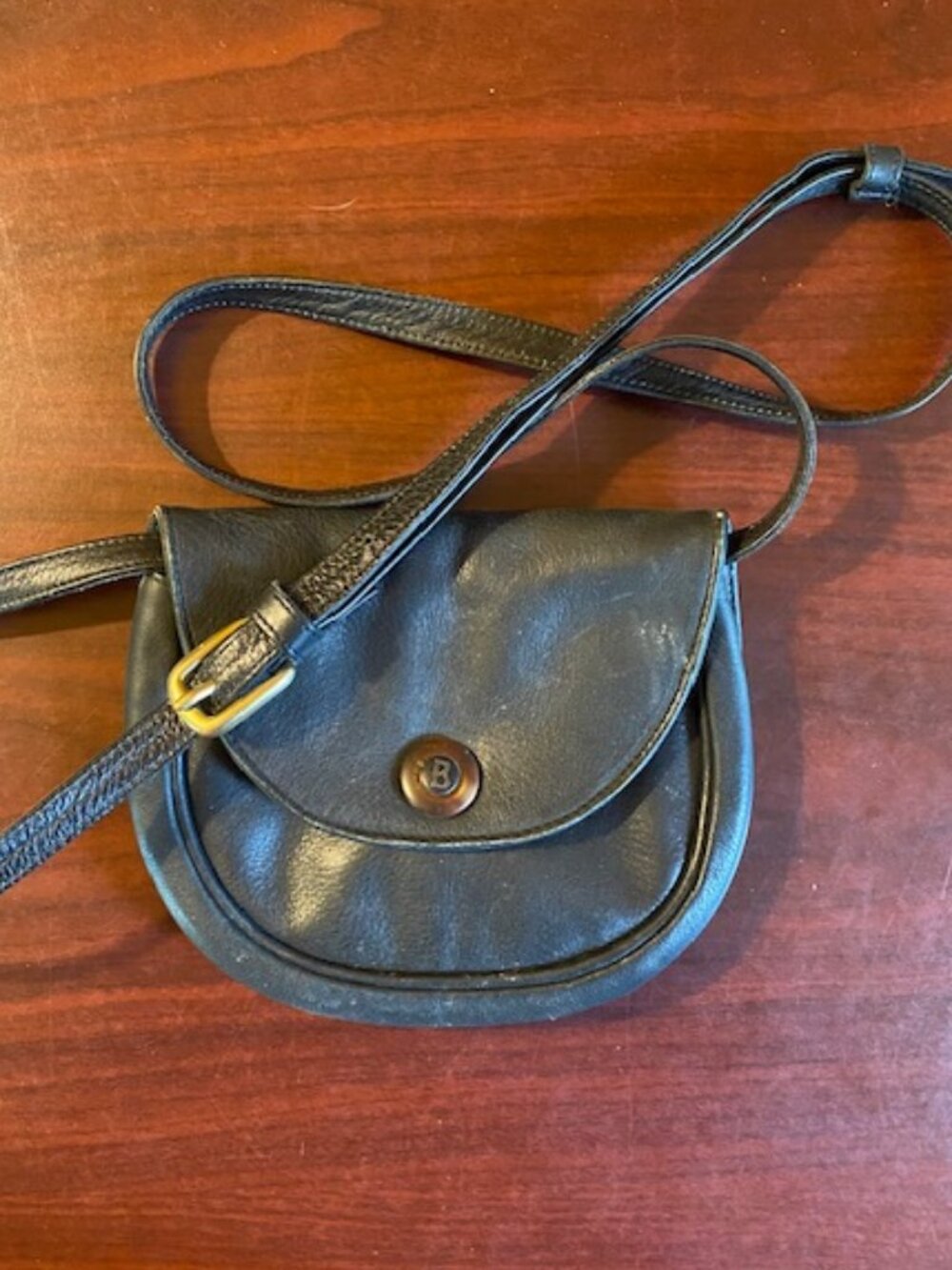 VTG Bogner Soft Quality Black Leather Crossbody Mini Bag with belt loops